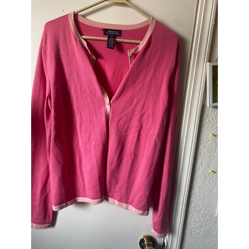 Pink Silk Blend Button Front Y2K Sweater